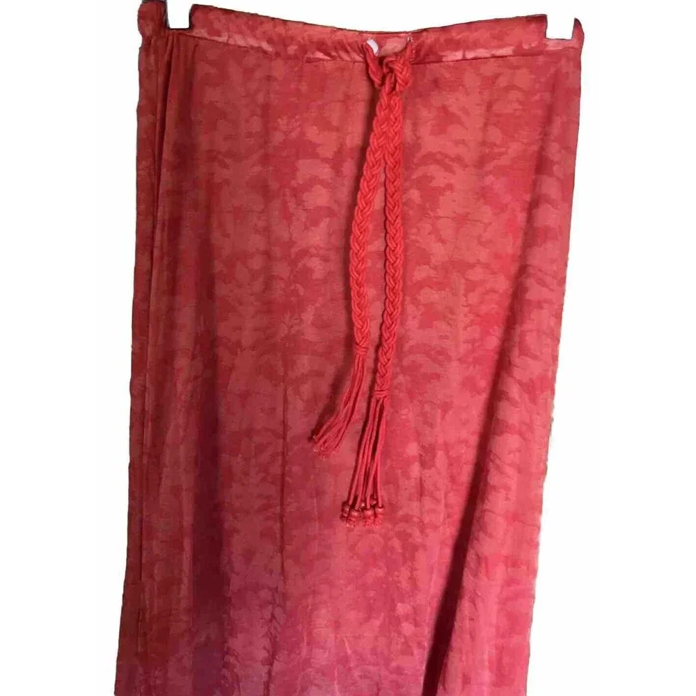 Kenar Orange Textured Women’s Maxi Skirt Size M Floral Bohemian Cottagecore